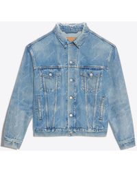 balenciaga logo print denim jacket