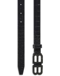 Balenciaga - Cinturón fino bb hourglass con estampado de piel de cocodrilo con estrás - Lyst