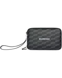 Balenciaga - Signature Pouch With Handle Bb Monogram Coated Canvas Black - Lyst