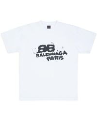 Balenciaga - Dirty Bb Icon Logo Stretch Cotton Graphic Tee - Lyst