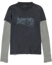 Balenciaga - Washed Crayon Political Double Sleeve T-Shirt - Lyst