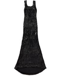 Balenciaga - Embroidered Maxi Dress Black - Lyst