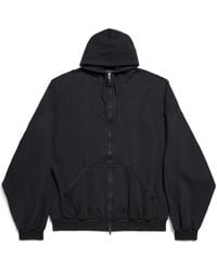 Balenciaga - Hoodie Con Cremallera Security Tape Logo Large Fit - Lyst