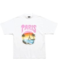 Balenciaga - Camiseta paris tropical medium fit - Lyst