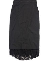 Balenciaga - Lingerie Pinstripe Wool Skirt - Lyst