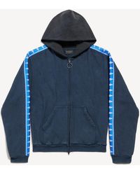 Balenciaga - Stripe Patched Hood Zip-Up Hoodie - Lyst