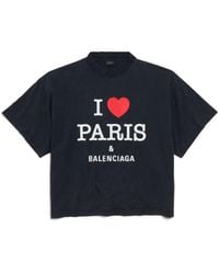 Balenciaga - Camiseta Cropped I Love Paris & Oversize - Lyst