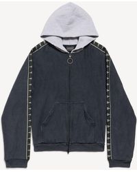 Balenciaga - Stripe Patched Hood Zip-Up Hoodie - Lyst