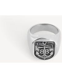 Balenciaga - Anchor Crest Signet Ring - Lyst