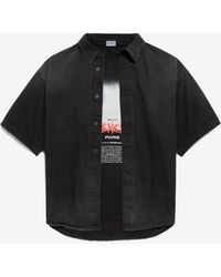 Balenciaga - The Door Denim Hybrid Short Sleeve Shirt - Lyst