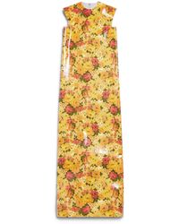 Balenciaga - Faux Vinyl Floral Sleeveless Dress - Lyst