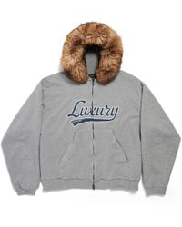 Balenciaga - Luxury Script Oversized Zip-Up Hoodie - Lyst
