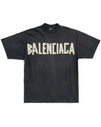 Balenciaga - Camiseta Tape Type Medium Fit Negro - Lyst