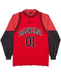 Balenciaga - T-Shirt A Maniche Lunghe Basketball Series Con Effetto Strati - Lyst