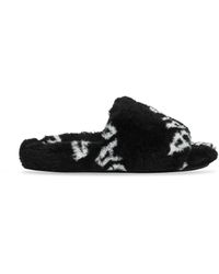 Balenciaga - Furry Slide Sandal Allover Logo - Lyst