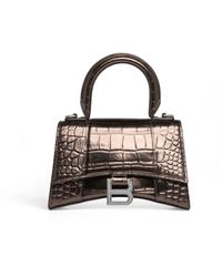 Balenciaga - Hourglass xs handtasche in metallic mit krokodilprägung - Lyst