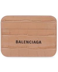 Balenciaga Leather Cash Card Holder With Split Crocodile Embossed 