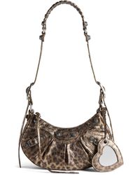 Balenciaga - Le Cagole Xs Shoulder Bag Metallized With Leopard Print - Lyst