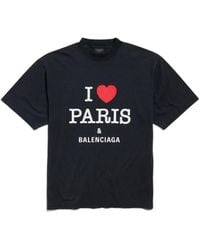 Balenciaga - Camiseta Cropped I Love Paris & Oversize - Lyst