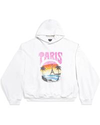 Balenciaga - Paris tropical round hoodie oversized - Lyst