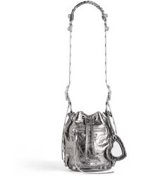 Balenciaga - Le cagole xs bucket bag in metallic-optik mit strasssteinen - Lyst