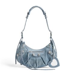 Balenciaga - Le Cagole Small Shoulder Bag Denim With Rhinestones - Lyst