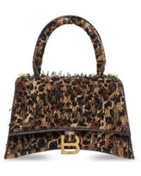 Balenciaga - Hourglass Xs Handbag With Chain Embroidery Black - Lyst
