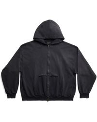 Balenciaga - Hoodie con cremallera ripped pocket tape type large fit - Lyst