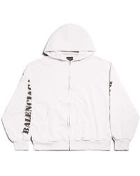 Balenciaga - Stencil type hoodie mit reißverschluss regular fit - Lyst