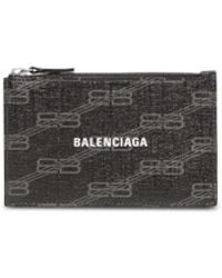 Balenciaga - Signature Large Long Coin And Card Holder Bb Monogram Coated Canvas Black - Lyst