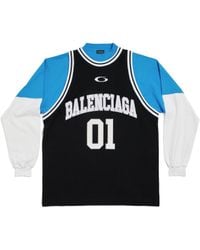 Balenciaga - T-Shirt A Maniche Lunghe Basketball Series Con Effetto Strati - Lyst