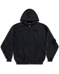 Balenciaga - Paris moon outerwear hoodie oversized mit reißverschluss - Lyst