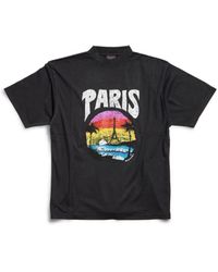 Balenciaga - Camiseta paris tropical medium fit - Lyst