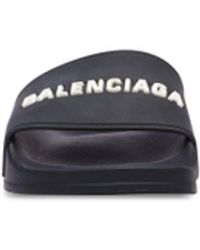 Balenciaga - Logo-embossed Rubber Slides - Lyst