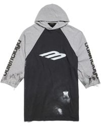 Balenciaga - 3b stencil oversized raglan-t-shirt mit kapuze - Lyst