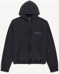 Balenciaga - Washed Crayon Political Zip-Up Hoodie Regular Fit - Lyst