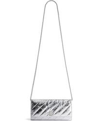 Balenciaga - Crush brieftasche mit kette in metallic mit steppung - Lyst