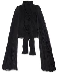 Balenciaga - Blusa a pieghe con foulard - Lyst