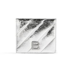 Balenciaga - Portacarte e portamonete con patta crush metallizzato e trapuntato - Lyst