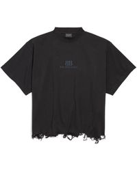 Balenciaga - Bb classic cropped oversized t-shirt - Lyst