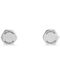 Balenciaga - Double Screw Antiqued Silver-tone Earrings - Lyst