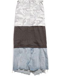 Balenciaga - Grayscale Camo Maxi Layered Cargo Skirt - Lyst
