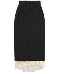Balenciaga - Lingerie Lace-trim Wool Skirt - Lyst