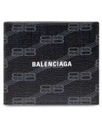 Balenciaga - Portafoglio squadrato ripiegato signature folded in tela rivestita bb monogram - Lyst