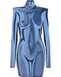 Balmain - Robe En Maille Jacquard Avec Trompe-L'Œil Corps - Lyst
