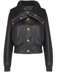 Balmain - Leather Bomber Jacket - Lyst