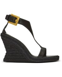 Balmain - Anthem Wedge Lambskin Espadrilles - Lyst
