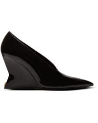 Balmain - Shiny Lambskin Wedge Pumps - Lyst