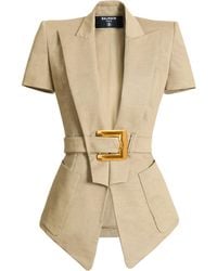 Balmain - Belted Gabardine Anthem Jacket - Lyst