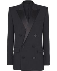 Balmain - Grain De Poudre Blazer With Satin Lapels - Lyst